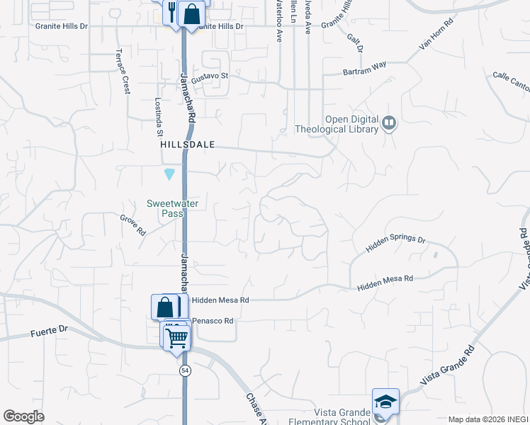 map of restaurants, bars, coffee shops, grocery stores, and more near 1542 Woody Hills Drive in El Cajon