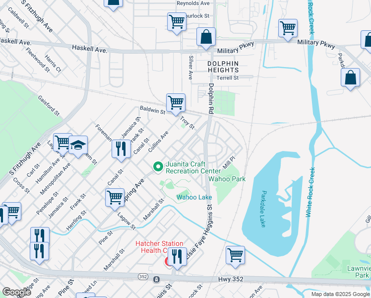 map of restaurants, bars, coffee shops, grocery stores, and more near 4806 Spring Avenue in Dallas