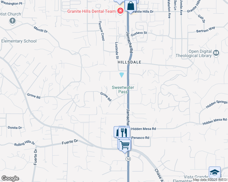 map of restaurants, bars, coffee shops, grocery stores, and more near 1904 Grove Road in El Cajon
