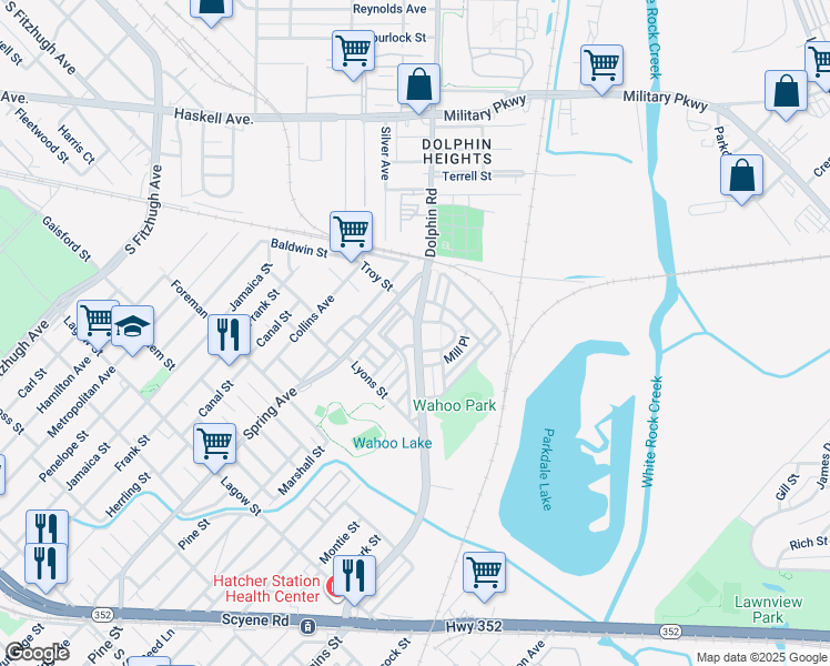 map of restaurants, bars, coffee shops, grocery stores, and more near 40 Elsie Faye Heggins Street in Dallas