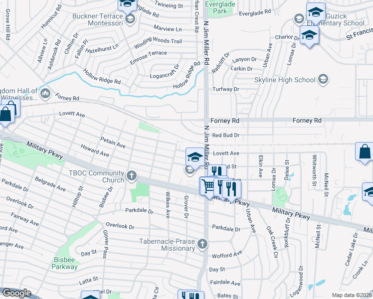 map of restaurants, bars, coffee shops, grocery stores, and more near 6819 Lovett Avenue in Dallas