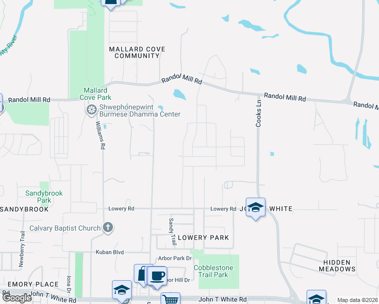 map of restaurants, bars, coffee shops, grocery stores, and more near 7528 Pleasant Oaks Street in Fort Worth
