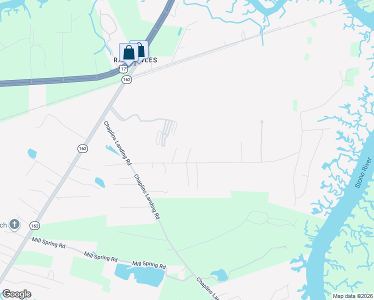 map of restaurants, bars, coffee shops, grocery stores, and more near 4332 Royal Harbor Road in Meggett