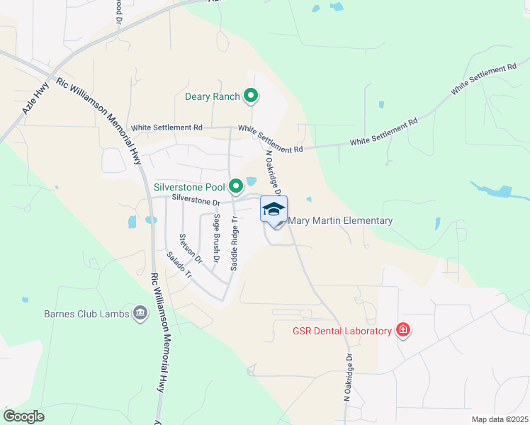 map of restaurants, bars, coffee shops, grocery stores, and more near 719 North Oakridge Drive in Weatherford
