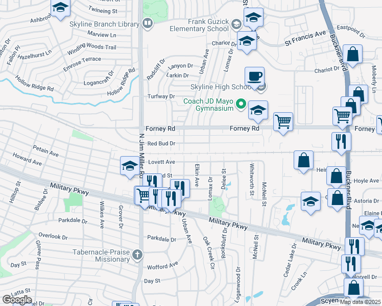 map of restaurants, bars, coffee shops, grocery stores, and more near in Dallas