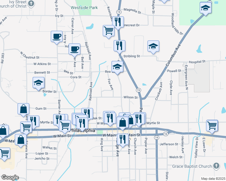 map of restaurants, bars, coffee shops, grocery stores, and more near 263 Fox Avenue in Philadelphia