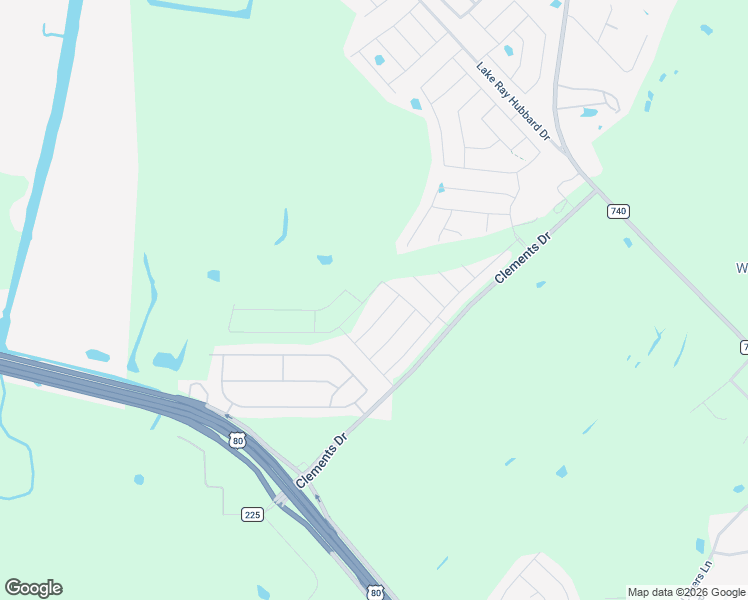 map of restaurants, bars, coffee shops, grocery stores, and more near Clements Drive in Forney