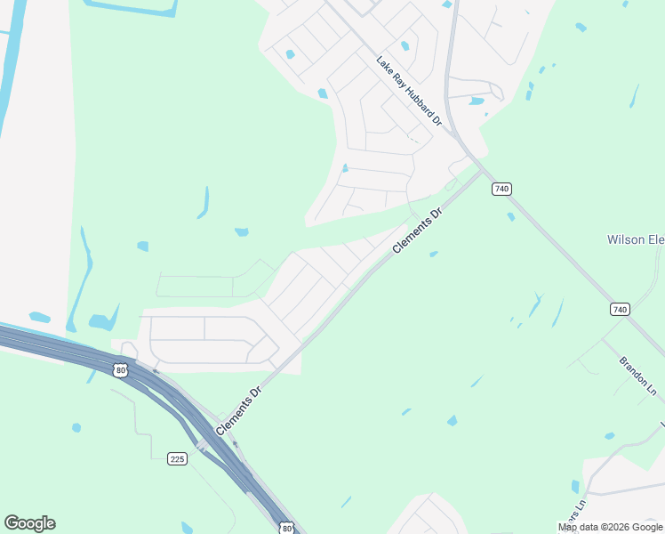 map of restaurants, bars, coffee shops, grocery stores, and more near Clements Drive in Forney