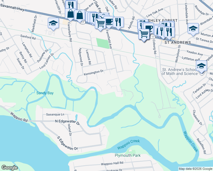map of restaurants, bars, coffee shops, grocery stores, and more near 1124 Lining Lane in Charleston
