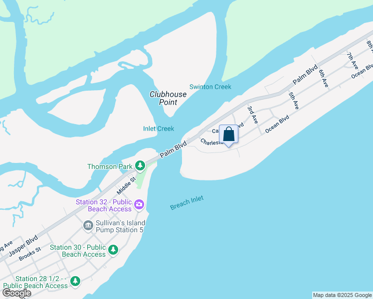 map of restaurants, bars, coffee shops, grocery stores, and more near 100 Ocean Boulevard in Isle of Palms