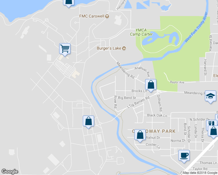 map of restaurants, bars, coffee shops, grocery stores, and more near 6213 Mustang Street in Fort Worth