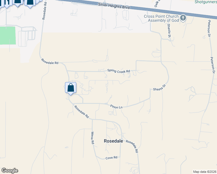 map of restaurants, bars, coffee shops, grocery stores, and more near 46 Rodeo Road in Silver City