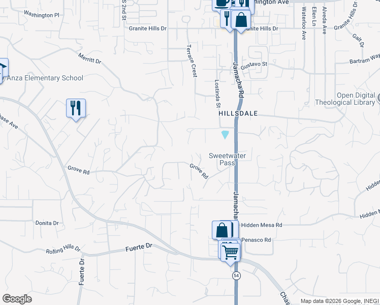 map of restaurants, bars, coffee shops, grocery stores, and more near 1810 Grove Road in El Cajon