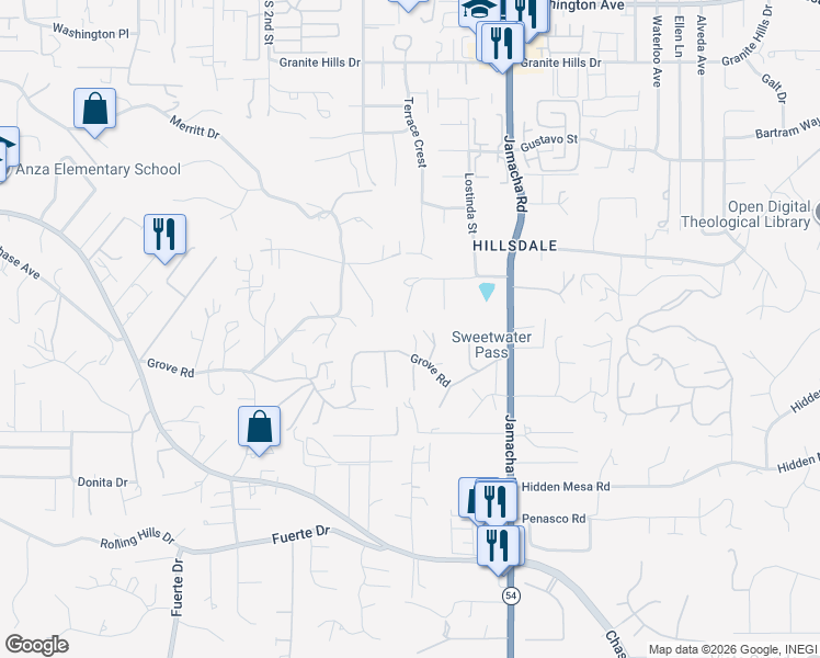 map of restaurants, bars, coffee shops, grocery stores, and more near 1810 Grove Road in El Cajon