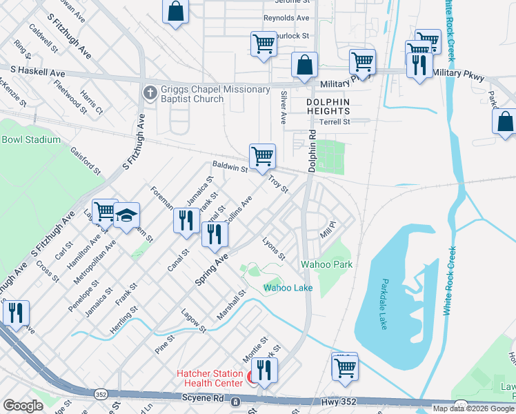 map of restaurants, bars, coffee shops, grocery stores, and more near 4727 Jones St in Dallas