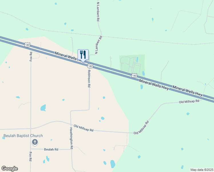 map of restaurants, bars, coffee shops, grocery stores, and more near 207 Robinson Road in Weatherford