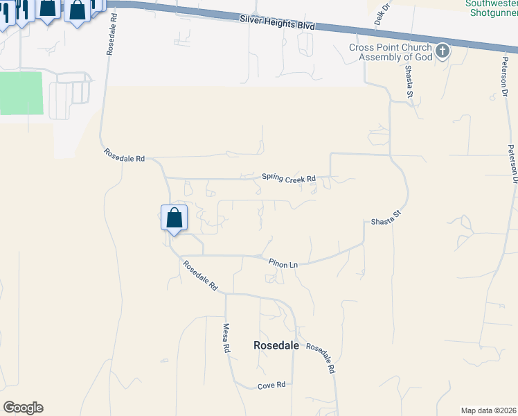 map of restaurants, bars, coffee shops, grocery stores, and more near 46 Rodeo Road in Silver City