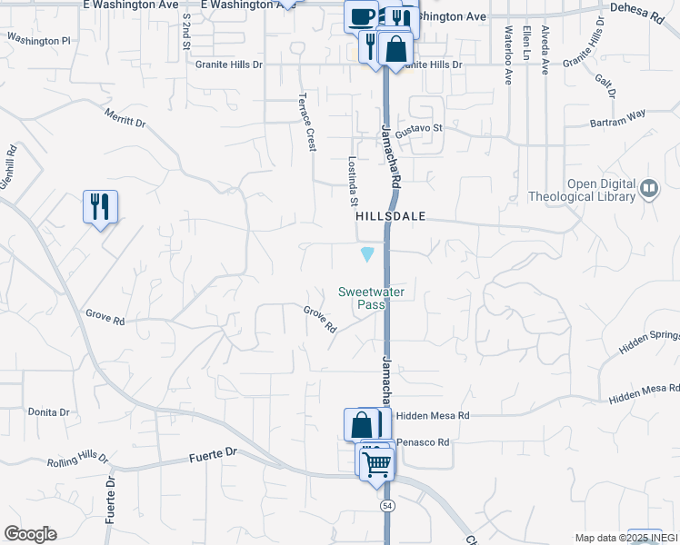 map of restaurants, bars, coffee shops, grocery stores, and more near 1910 Grove Road in El Cajon