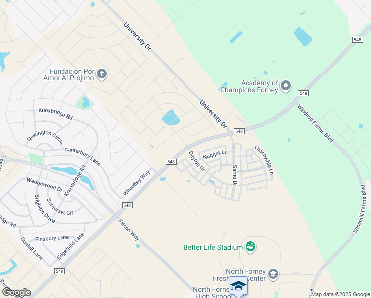 map of restaurants, bars, coffee shops, grocery stores, and more near 15875 Farm to Market 548 in Forney