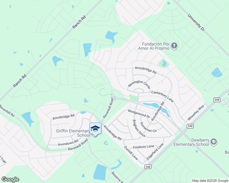 map of restaurants, bars, coffee shops, grocery stores, and more near Ravenhill Road in Forney