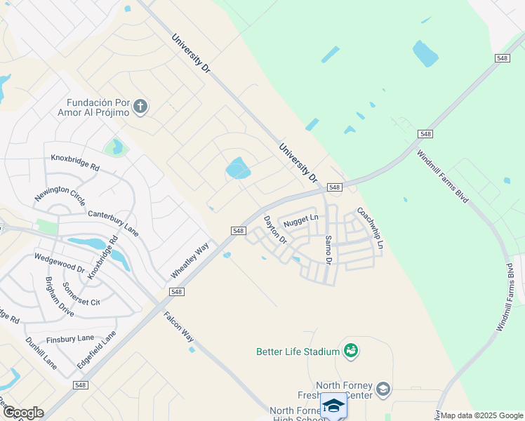 map of restaurants, bars, coffee shops, grocery stores, and more near 15884 Farm to Market 548 in Forney