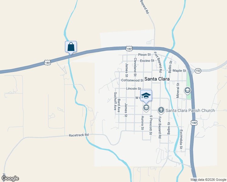 map of restaurants, bars, coffee shops, grocery stores, and more near 601-607 West Oak Street in Silver City