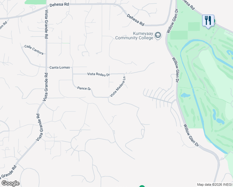 map of restaurants, bars, coffee shops, grocery stores, and more near 1077 Vista Madera Lane in El Cajon