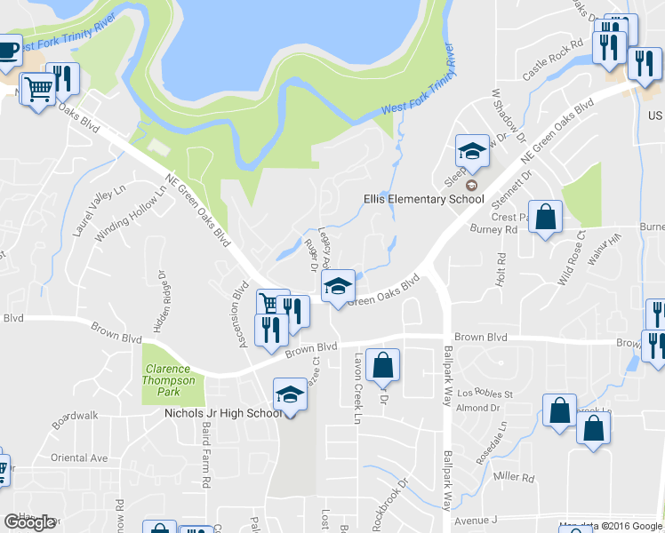 map of restaurants, bars, coffee shops, grocery stores, and more near 1812 O Henry Court in Arlington