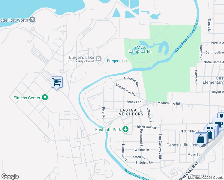 map of restaurants, bars, coffee shops, grocery stores, and more near 1005 Anahuac Avenue in Fort Worth