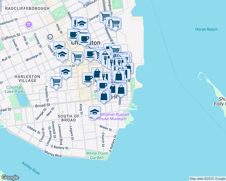 map of restaurants, bars, coffee shops, grocery stores, and more near 149 U.S. 52 Spur in Charleston