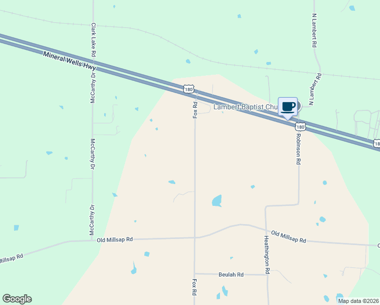 map of restaurants, bars, coffee shops, grocery stores, and more near 300 Fox Road in Weatherford
