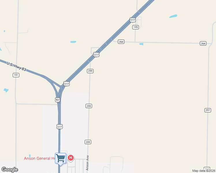 map of restaurants, bars, coffee shops, grocery stores, and more near 2706 County Road 299 in Anson