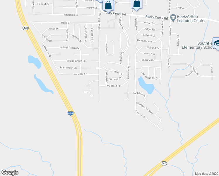 map of restaurants, bars, coffee shops, grocery stores, and more near 2568 Medford Place in Macon