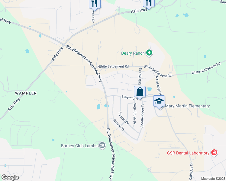 map of restaurants, bars, coffee shops, grocery stores, and more near 1537 Signature Drive in Weatherford