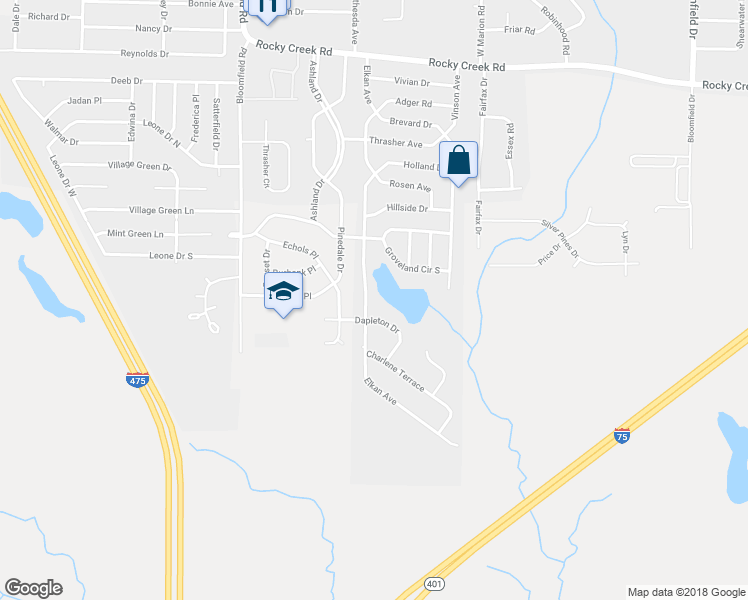 map of restaurants, bars, coffee shops, grocery stores, and more near 4568 Elkan Avenue in Macon