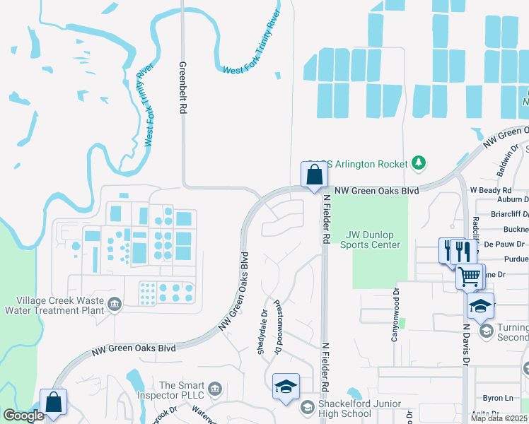 map of restaurants, bars, coffee shops, grocery stores, and more near 2406 Greenbelt Road in Arlington