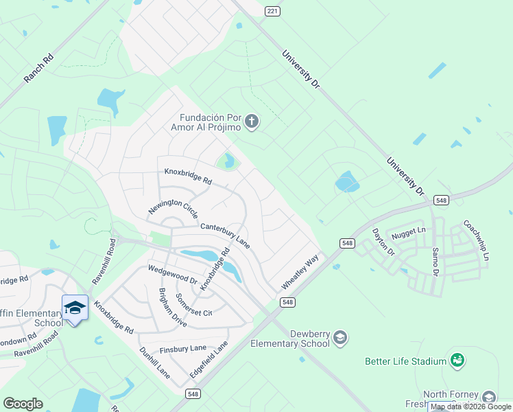 map of restaurants, bars, coffee shops, grocery stores, and more near 1517 Tavistock Road in Forney