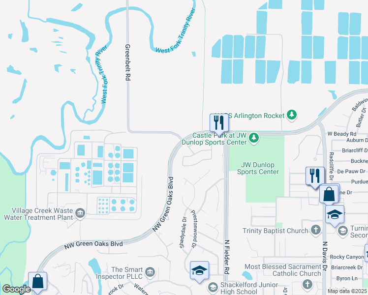 map of restaurants, bars, coffee shops, grocery stores, and more near 2406 Greenbelt Road in Arlington