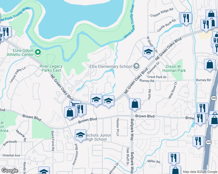 map of restaurants, bars, coffee shops, grocery stores, and more near 2645 Hemingway Ct in Arlington