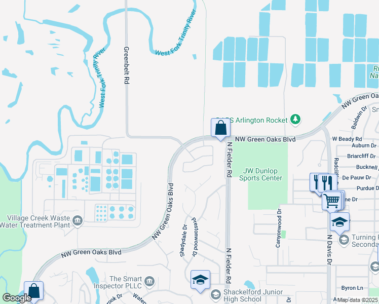 map of restaurants, bars, coffee shops, grocery stores, and more near 1816 Park Highland Way in Arlington