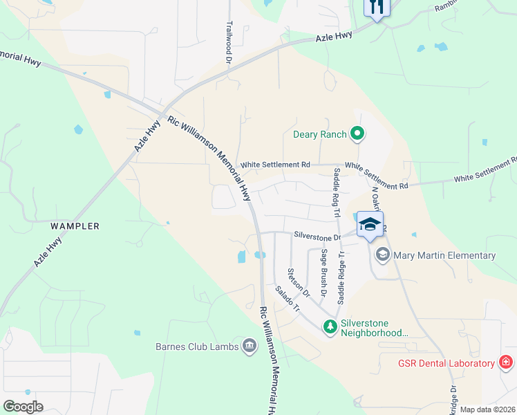 map of restaurants, bars, coffee shops, grocery stores, and more near 1532 Signature Drive in Weatherford