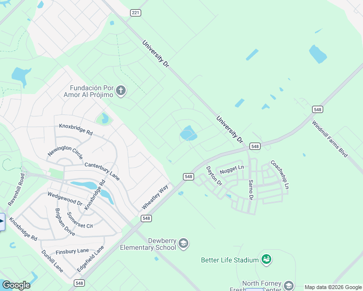 map of restaurants, bars, coffee shops, grocery stores, and more near 1105 Bantham Way in Forney