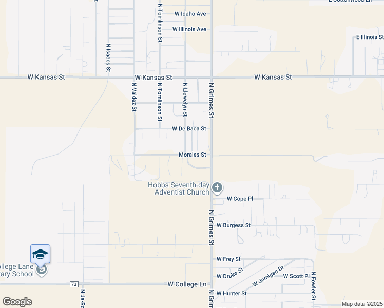 map of restaurants, bars, coffee shops, grocery stores, and more near 6818 North Country Road in Hobbs