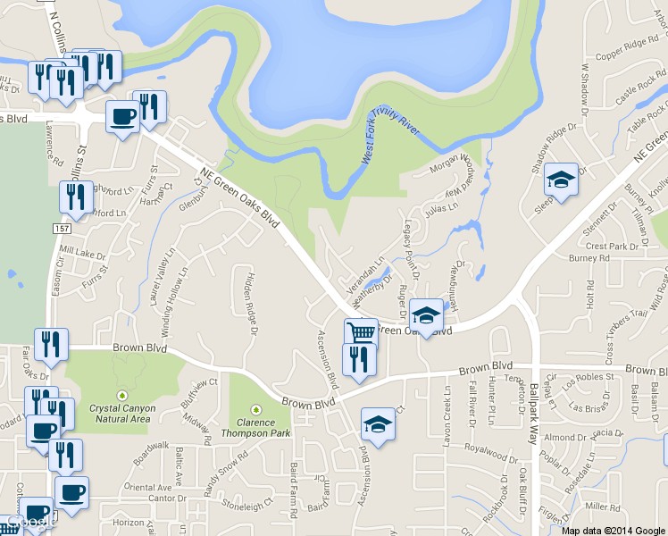 map of restaurants, bars, coffee shops, grocery stores, and more near in Arlington