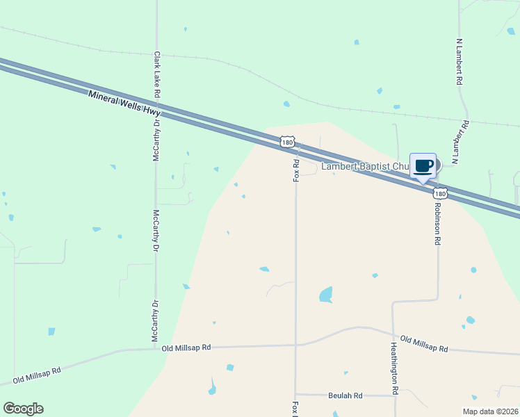 map of restaurants, bars, coffee shops, grocery stores, and more near 300 Fox Road in Weatherford