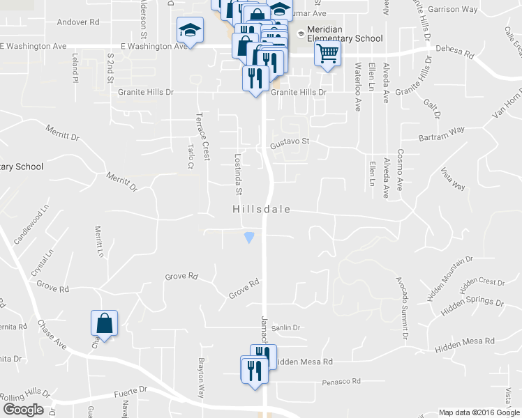 map of restaurants, bars, coffee shops, grocery stores, and more near in El Cajon