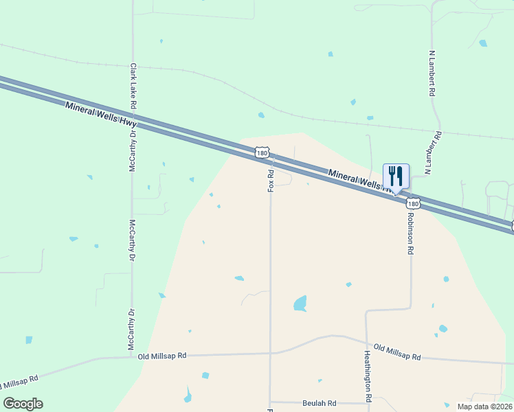 map of restaurants, bars, coffee shops, grocery stores, and more near 200 Fox Road in Weatherford