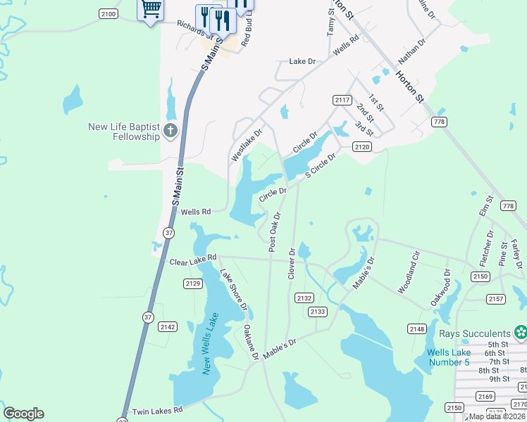 map of restaurants, bars, coffee shops, grocery stores, and more near 382 County Road 2112 in Quitman