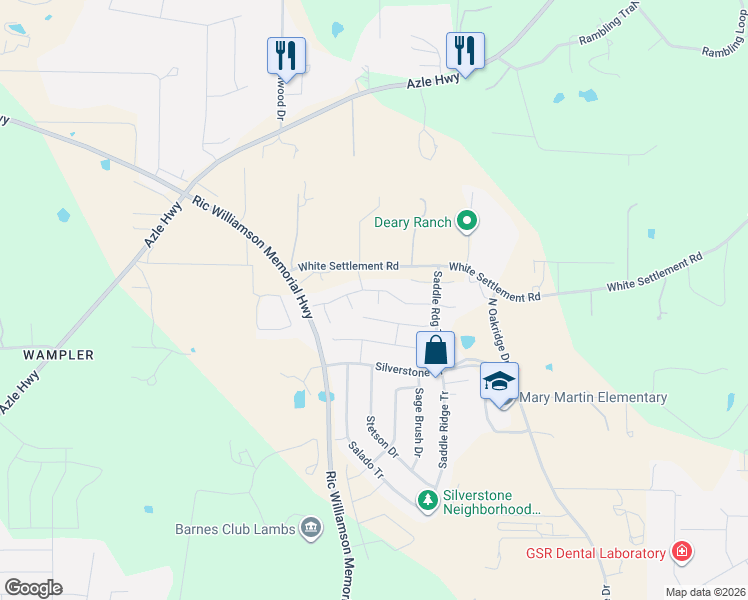 map of restaurants, bars, coffee shops, grocery stores, and more near 1604 Slow Elk Ct in Weatherford