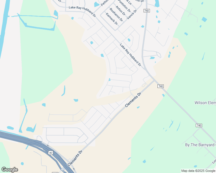 map of restaurants, bars, coffee shops, grocery stores, and more near Clements Drive in Forney